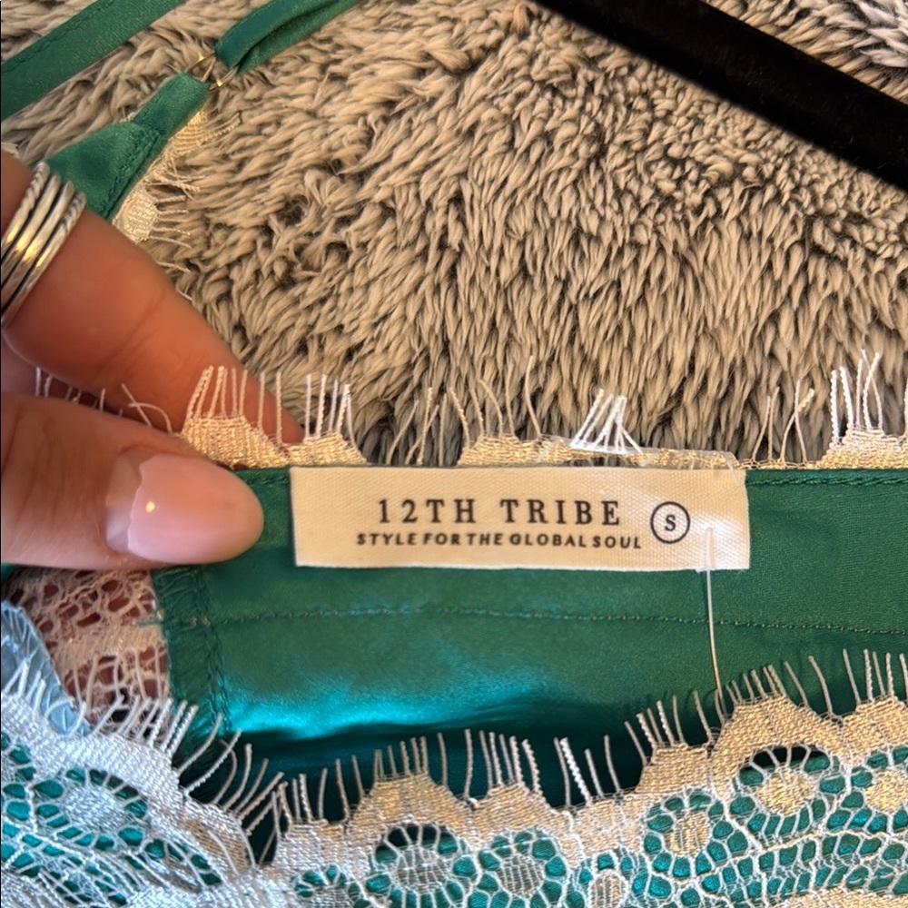 12th Tribe Pacific Blue Satin Midi Dress - Picture 5 of 5